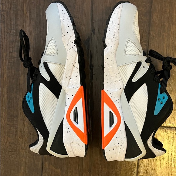 Nike White and Black Athletic Shoes with Blue and Orange Accents - Picture 2 of 3
